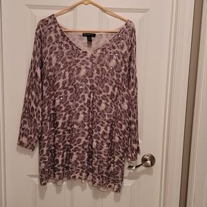 INC Animal print and clear sequence sweater